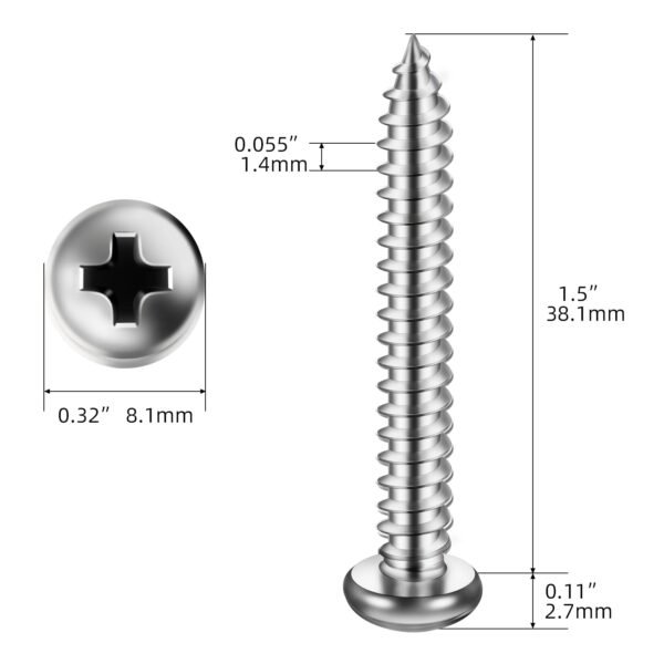 Self-Tapping Screw #8 × 1.5" (100pcs)